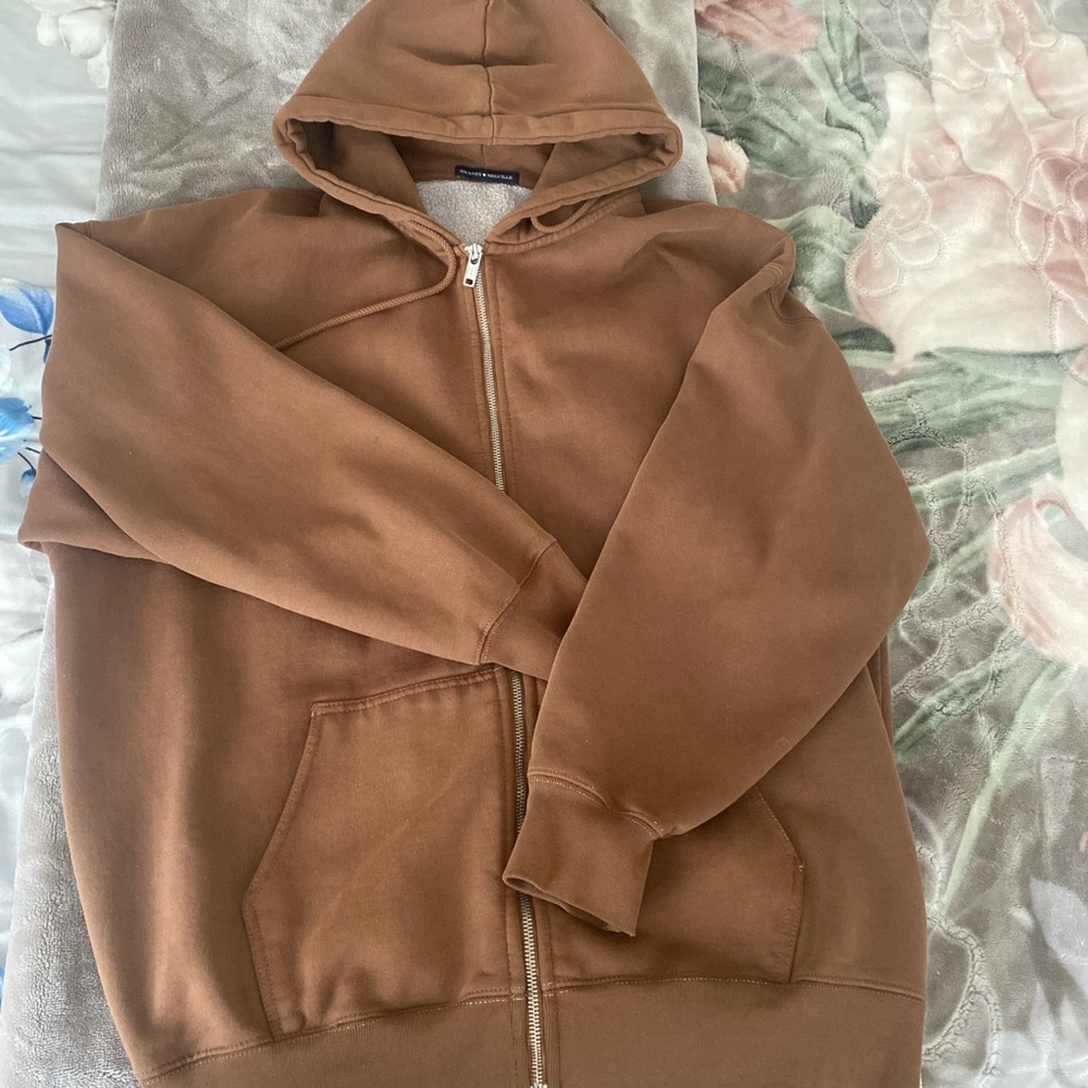 brandy melville brown oversized zip up